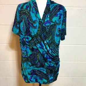 dressbarn Green Design S/S Top - Size 14/16